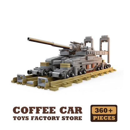 Army Railway Gun Building Blocks Military MOC Armoured Vehicle Brick Model Set