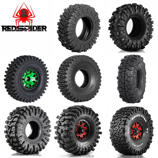RED SPIDER 1.9 Rubber Tires for 1/10 RC Crawler TRX4 TRX6 Axial SCX10 II III Set