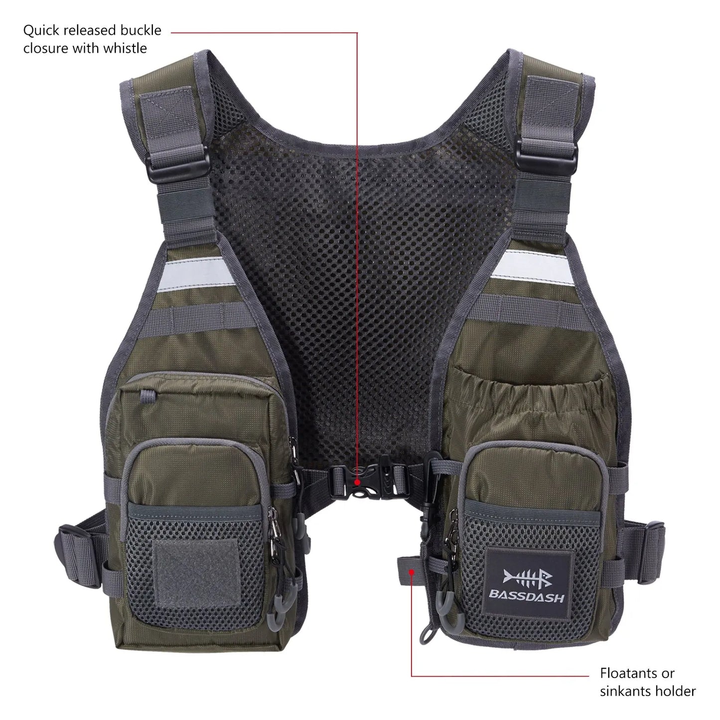 Fly Fishing Vest Bassdash FV08 Lightweight Chest Pack One Size Men Women