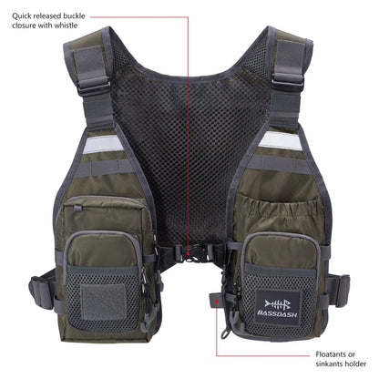 Fly Fishing Vest Bassdash FV08 Lightweight Chest Pack One Size Men Women