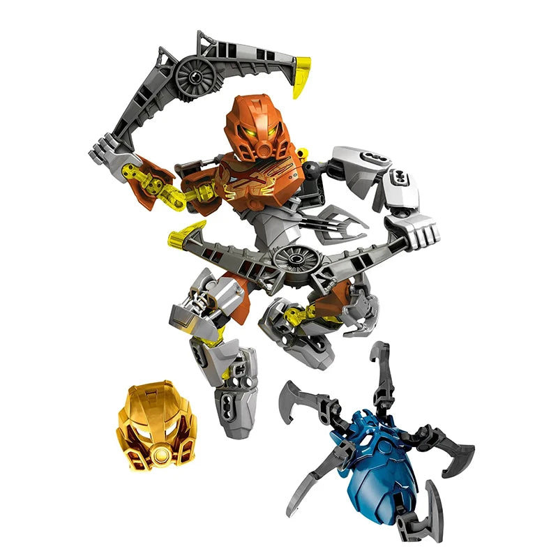 Superheroes Bionicle Golden Mask Robot Mecha Building Blocks Bricks Boys Toys