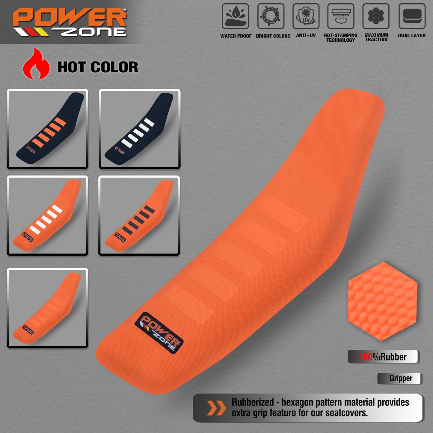 Waterproof Ribbed Gripper Seat Cover Anti-Slip for Powerzone SXF EXC KXF CRF
