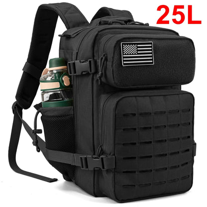QT&QY 25L/45L Tactical Backpack for Men and Women Outdoor Survival Bug Out Bag Small School Rucksack Hking with Bottle Holder-EXPROTAS