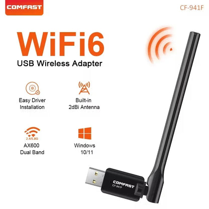 COMFAST Wifi USB Adapter WIFI6 1300Mbps Network Card 2.4G/5.8Ghz USB3.0/2.0 WIFI Dongle Receiver Driver Free For PC Win10/11