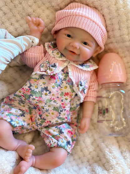 13 Inch Pascale Vivienne Silicone Reborn Girl Doll Open Mouth Full Body Painted