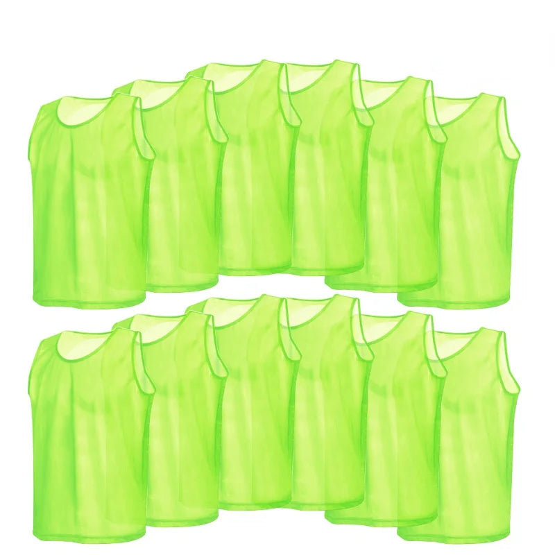 12PCS Soccer Training Vests Kids Breathable Mesh Practice Sports Team Jerseys