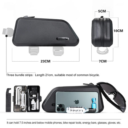 Rhinowalk Waterproof Top Tube Bicycle Bag Hard Shell Bike Bag Stable Cycling Frame Bag Bike Accessories for  Road bike