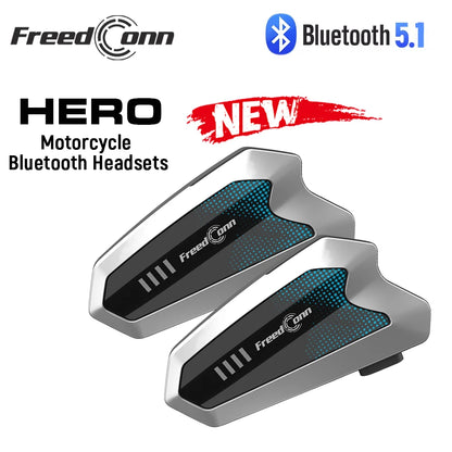 Freedconn Motorcycle Helmet Bluetooth Intercom Headset 6 Riders Music Share
