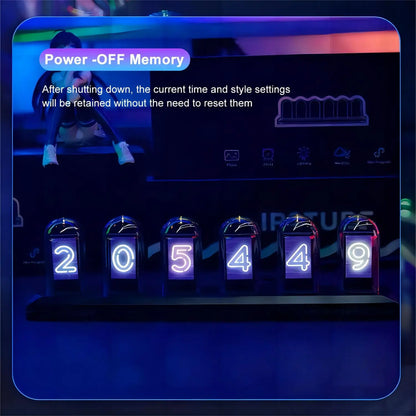 RGB Nixie Tube Clock LED Glows IPS Color Screen DIY Analog Digital Tube Night lights Gaming Desktop Home Decoration Gift Idea-EXPROTAS
