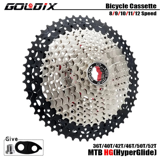 GOLDIX MTB Cassette 8/9/10/11/12 Speed 36T-52T HG for Shimano SRAM Freehub