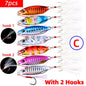 7PCS Metal Cast Jig Spoon 10/15/20/25/30/40G Casting Jigging Fish Sea Bass Fishing Lure Artificial Bait Tackle