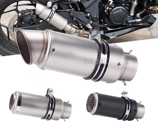 Universal Stainless Steel Slip-On Exhaust Muffler Carbon Look with DB Killer 51-60mm
