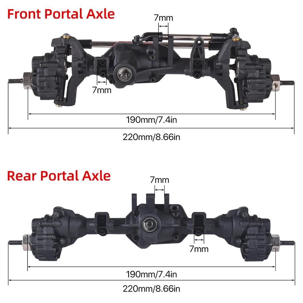 Axles For RC Front Rear Portal 1/10 Crawler Car Metal Austarhobby