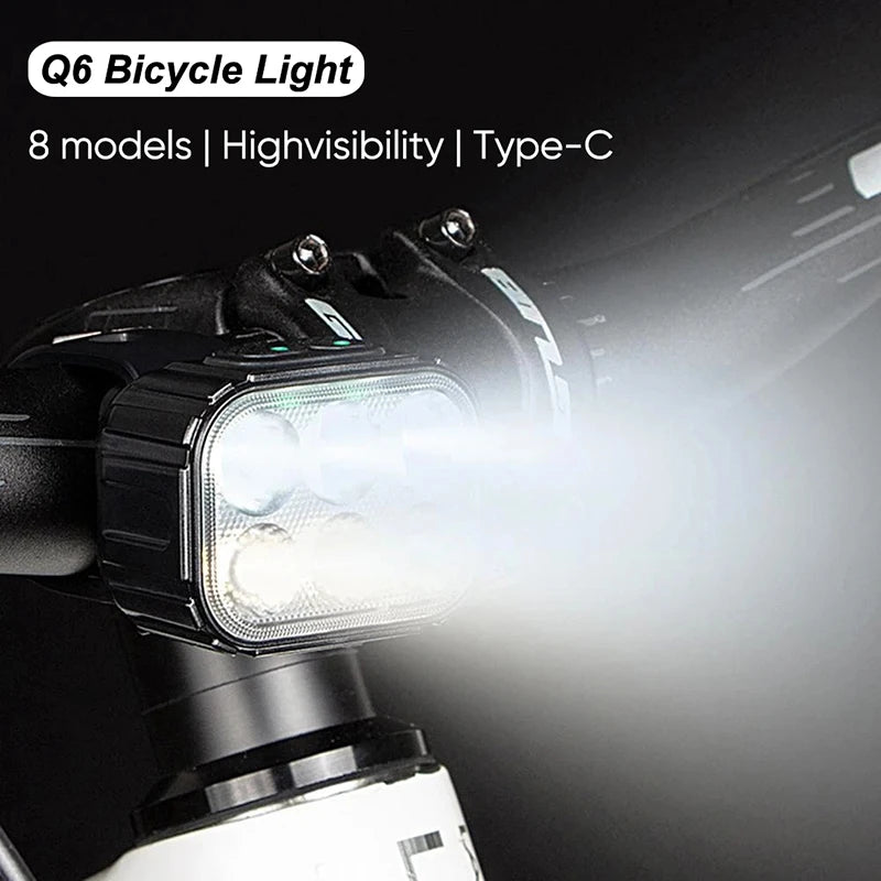 LED Bicycle Light Set Q6 Rechargeable Front Rear MTB Safety Lamps