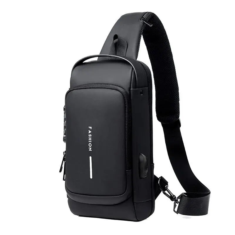 Men Crossbody Bag Anti-theft Leather Shoulder Sling Travel Chest Bag