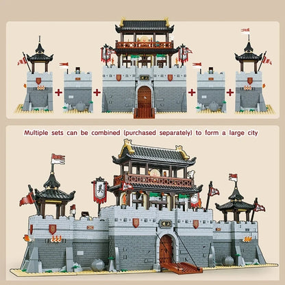 Three Kingdoms City Siege Building Blocks Ancient Military Turret Car Bricks Toy Gift