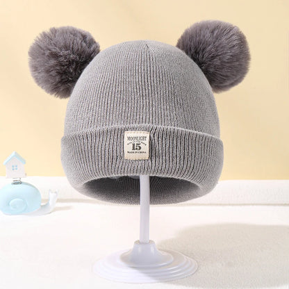 Knit Beanie Hat for Kids Warm Pom Winter Knitted Cap Boys Girls