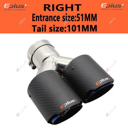 EPLUS Car Carbon Fiber Matte Muffler Tip Y Shape Double Exit Exhaust Pipe Mufflers Nozzle Decoration Universal Stainless Blue-EXPROTAS
