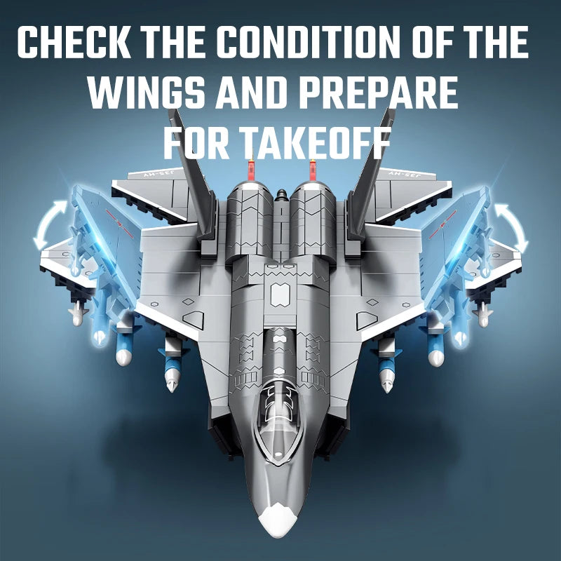 SEMBO J-35 Fighter Jet Building Blocks Military Aircraft MOC Model Bricks Toy Gift