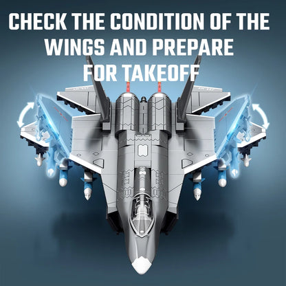 SEMBO J-35 Fighter Jet Building Blocks Military Aircraft MOC Model Bricks Toy Gift