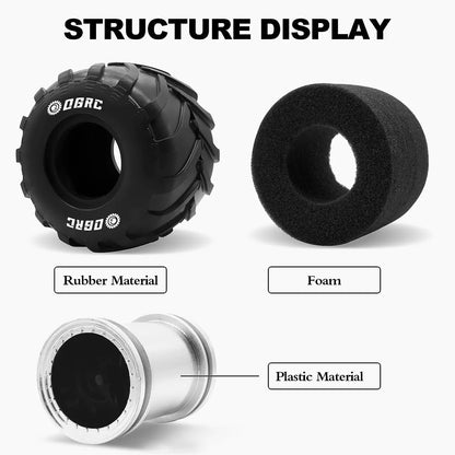 1.0 Crawler Tire for RC Monster Truck Wheel Rim 49mm 70mm 1/24