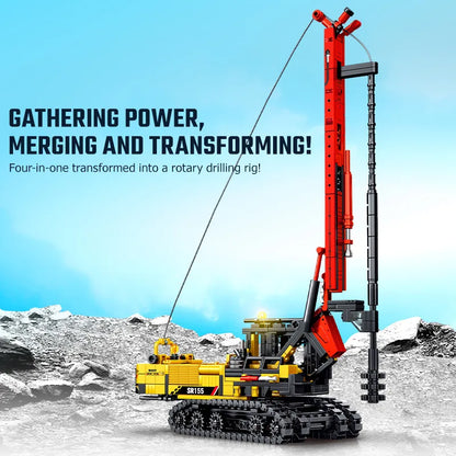 SEMBO 4in1 Rotary Drilling Rig Building Blocks Construction Vehicle Truck Toy Gift