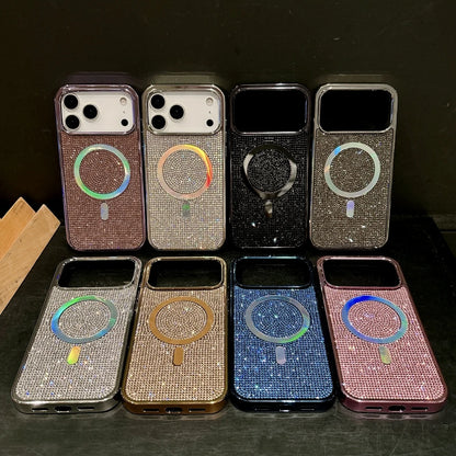 Diamond MagSafe Case for iPhone 11-17 Air Pro Max Plus Electroplate Cover