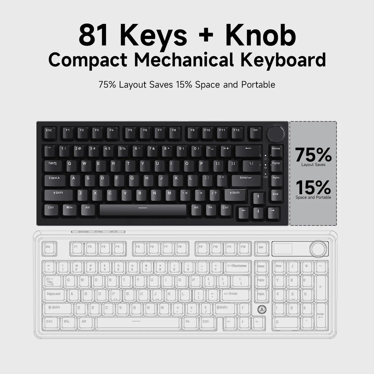 EXPROTAS Mechanical Gaming Keyboard 75% Wired RGB Backlit Gasket Layout