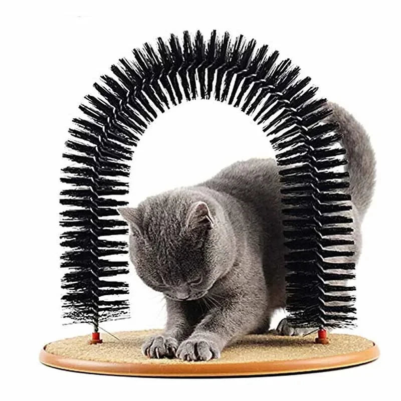 Cat Toy Arch Self Groomer with Massage Brush Scratching Pad Interactive Pet Toy