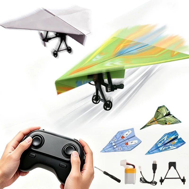 Remote Control Paper Airplane DIY Electric RC Toy Model with Propellers