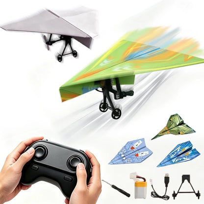 Remote Control Paper Airplane DIY Electric RC Toy Model with Propellers