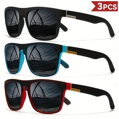 3PCS Polarized Square Sunglasses Men Women Fashion Outdoor Sport Travel
