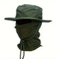 Wide Brim Boonie Hat with Balaclava Mask for Outdoor Fishing Hiking