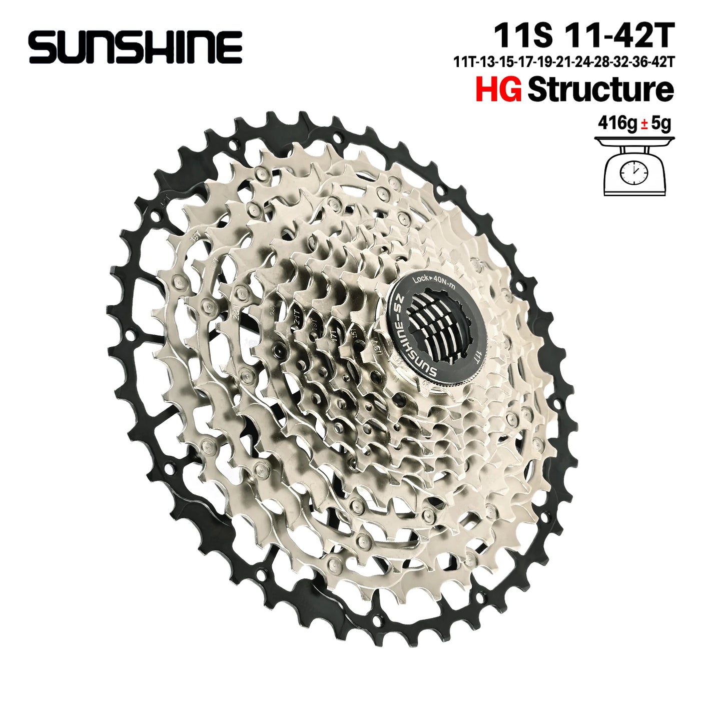 SUNSHINE Ultralight Carbon Steel Bicycle Cassette 9/10/11/12/13 Speed HG Sprocket MTB