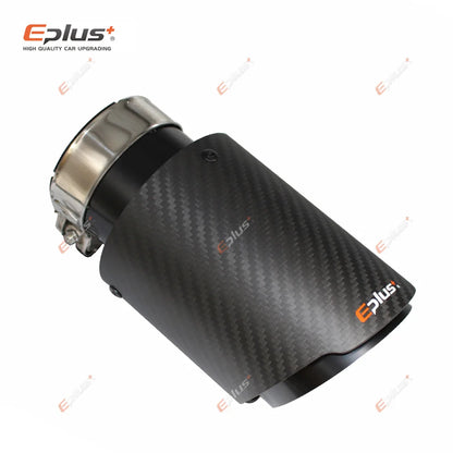 EPLUS Matte Carbon Fiber Exhaust Tip Black Stainless Straight for Akrapovic