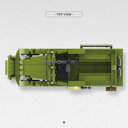 WW2 M3A1 Scout Car Building Blocks Military Model Brick Educational Toy Gift