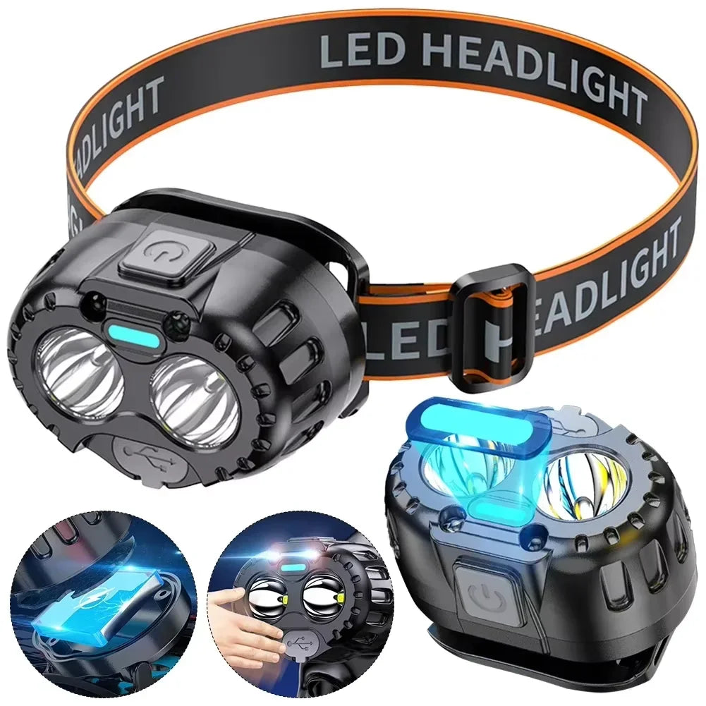 Waterproof Light LED Headlamp Rechargeable 250LM USB Torch for Camping