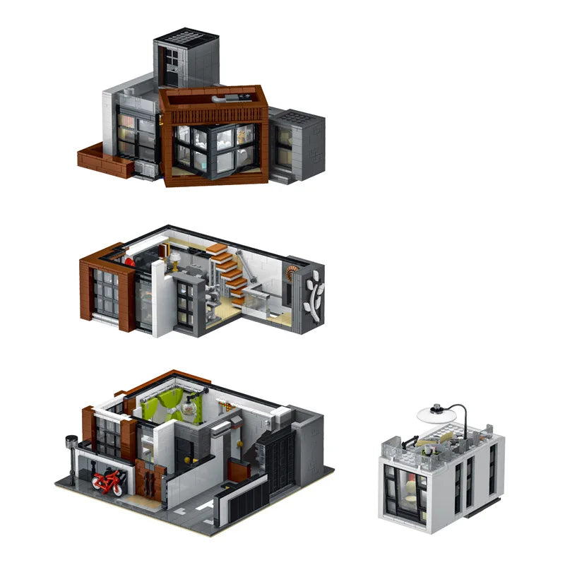 MOC-87366 Creative Modern Villa Modular City Architecture Building Block Bricks Model Street View Sets Kid Toy for Children Gift-EXPROTAS