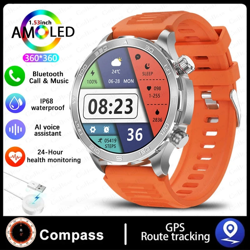 2024 New For Huawei Xiaomi GPS Sports Smartwatch Men NFC Compass Fitness Tracker IP68 Waterproof Bluetooth Call Smartwatch Man-EXPROTAS