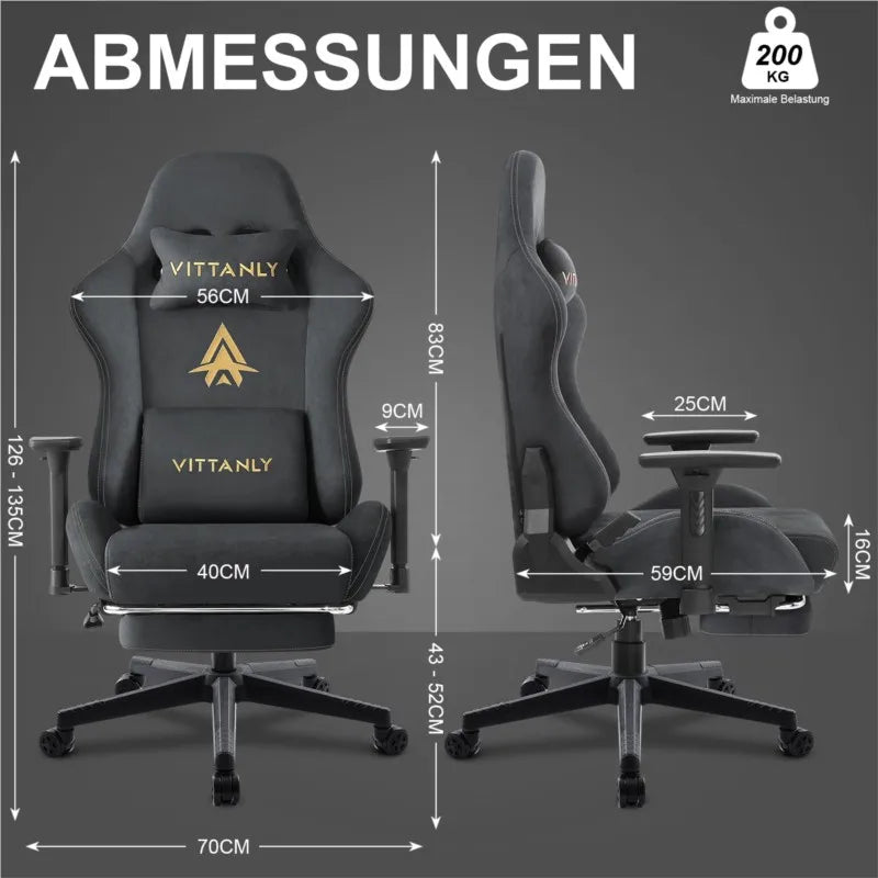 Kitinjoy Ergonomic Gaming Chair Suede High Back Recliner with Footrest - EXPROTAS
