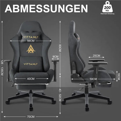 Kitinjoy Ergonomic Gaming Chair Suede High Back Recliner with Footrest - EXPROTAS