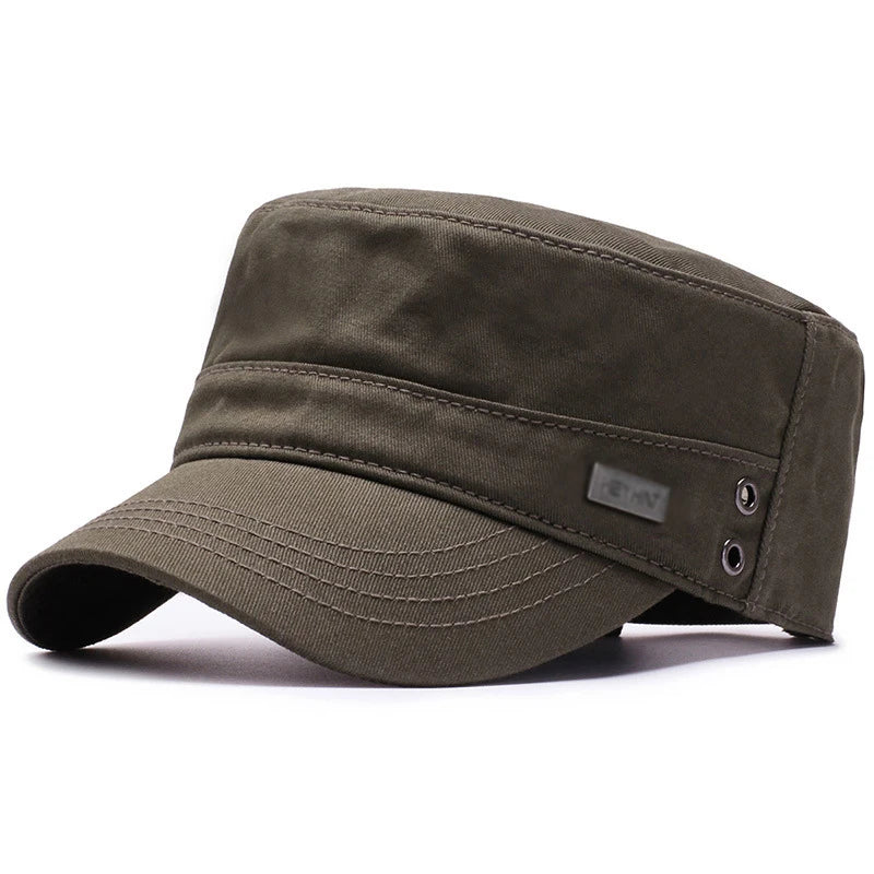 Baseball Cap Men Flat Cotton Sun Hat Casual Peaked Outdoor Brim