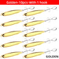 10pcs Fishing Lure Metal Jig Baits Sea Saltwater Casting Tackle 7g-80g