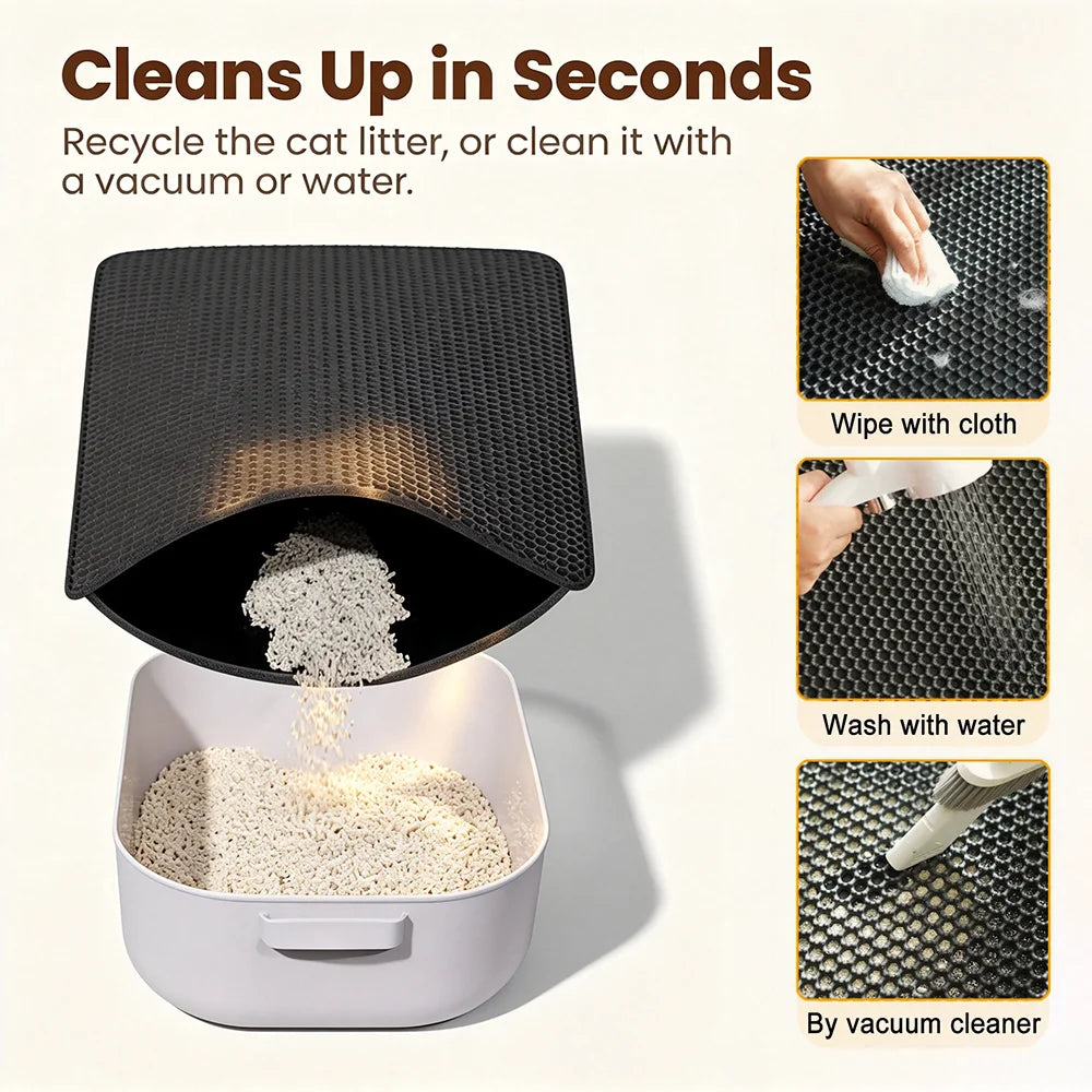 Cat Litter Mat Non-Slip Double Layer Big Box Filter Mat for Pets