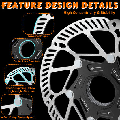 Center Lock Disc Brake Rotor IIIPRO Stainless Steel Bicycle MTB Road