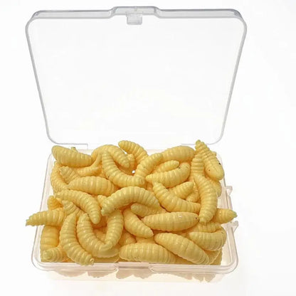 100Pcs Grub Soft Fishing Lures Silicone Worm Bait 2cm 0.3g Artificial
