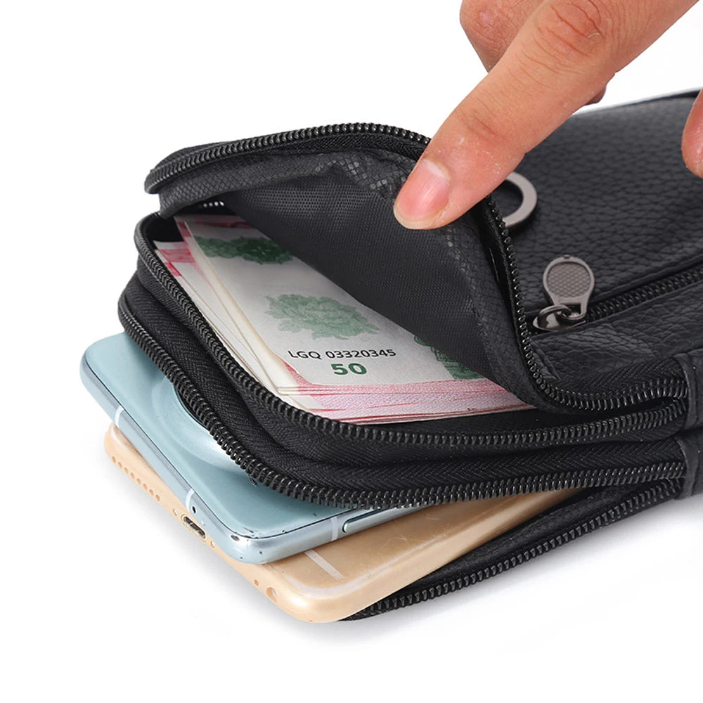 Men's Mobile Phone Bag Waist Pouch Leather Outdoor Belt Case