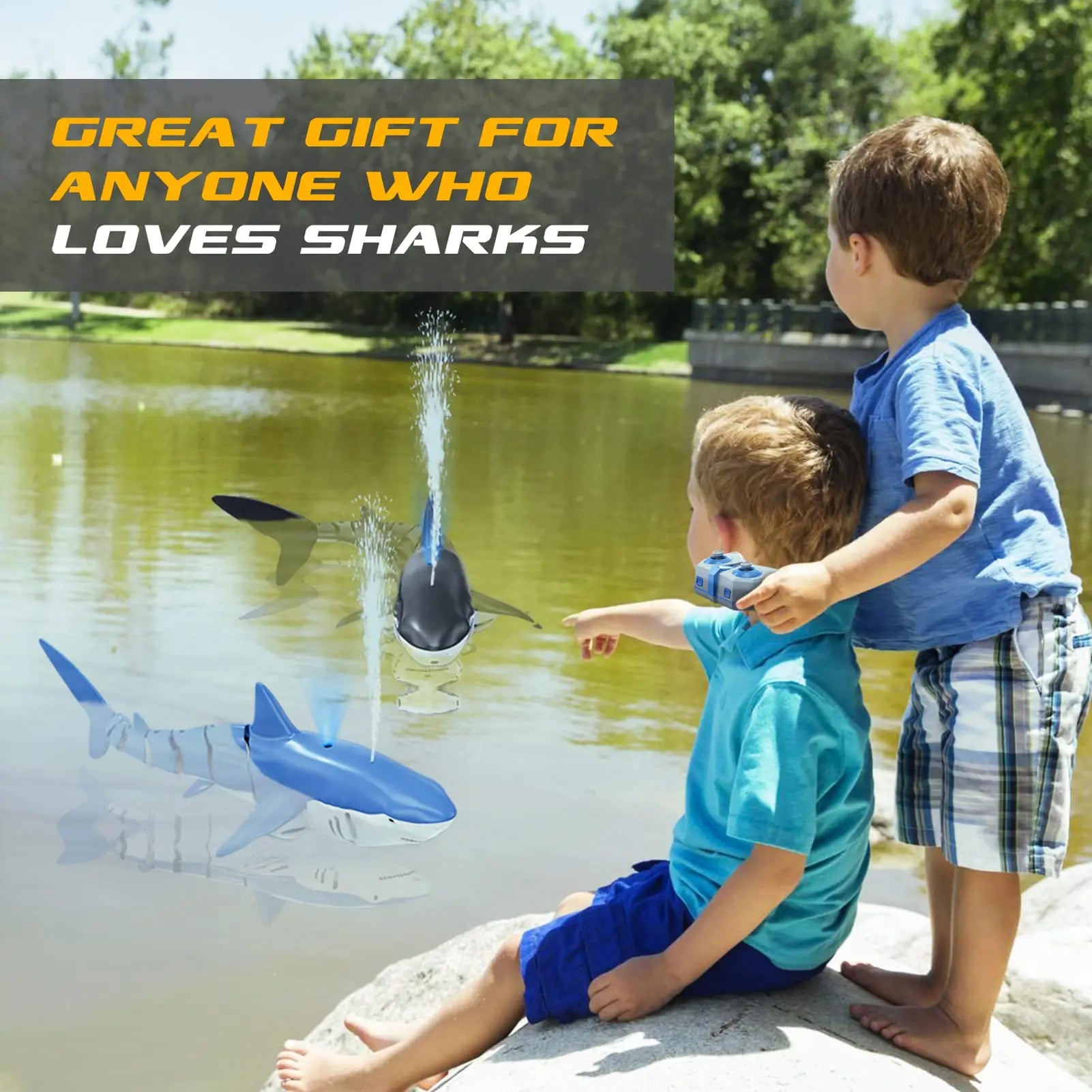 Smart Rc Shark whale Spray Water Toy Remote Controlled Boat ship Submarine Robots Fish Electric Toys for Kids Boys baby Children-EXPROTAS