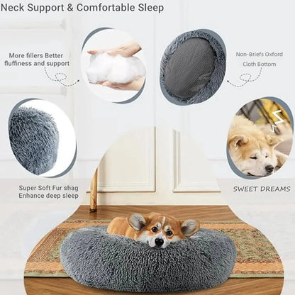 40-90cm Cat Bed Plush Round Soft Warm Cushion for Dog Pet Winter Sleeping
