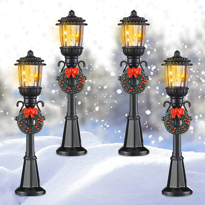 4Pcs Mini Christmas Lamp Decorative Lights for DIY Dollhouse Pathway